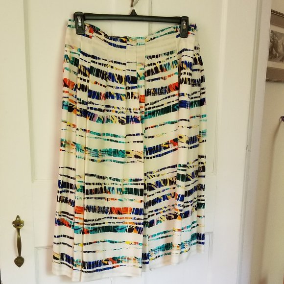 Rachel Roy Silk Multi-colored Pleated Skirt with Pockets in Size 8 - Picture 1 of 15